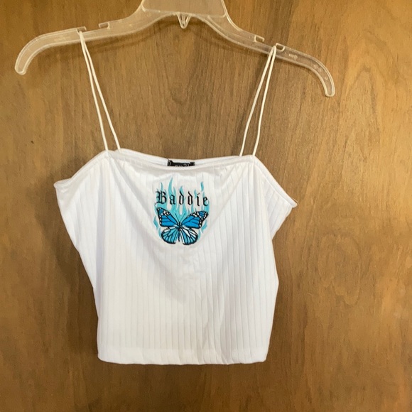 Relisted Rue21 top embroidered baddie butterfly white ribbed top casual summer - Picture 4 of 12